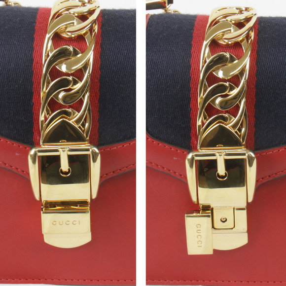 GUCCI Red Leather Sylvie Shoulder Bag - Picture 6 of 10
